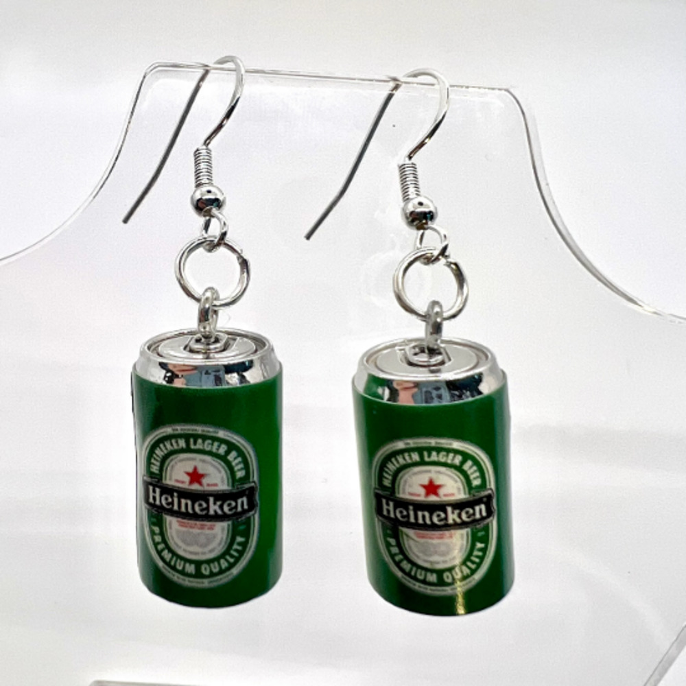 Heineken Earrings - Beer Earrings - Alcohol Earrings - Drink Earrings